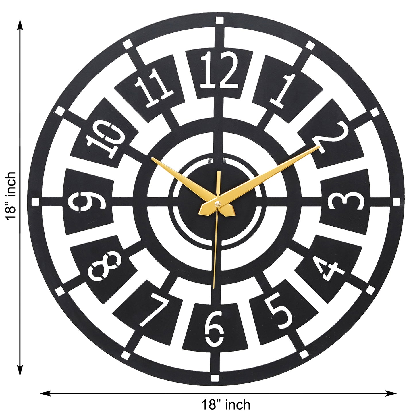 PrimPix Modern Black Metal Wall Clock – Silent, Minimalist Design with Golden Hands for Home & Office Decor (30cm)