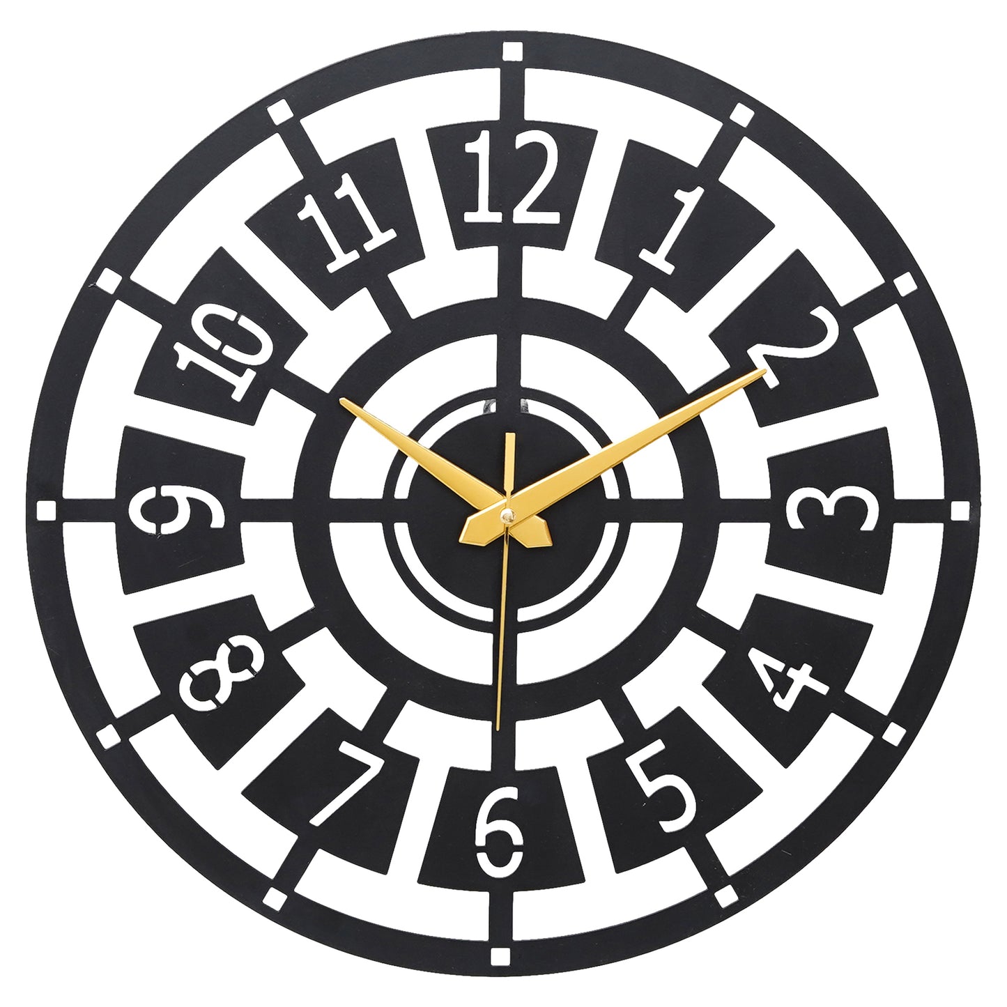 PrimPix Modern Black Metal Wall Clock – Silent, Minimalist Design with Golden Hands for Home & Office Decor (30cm)