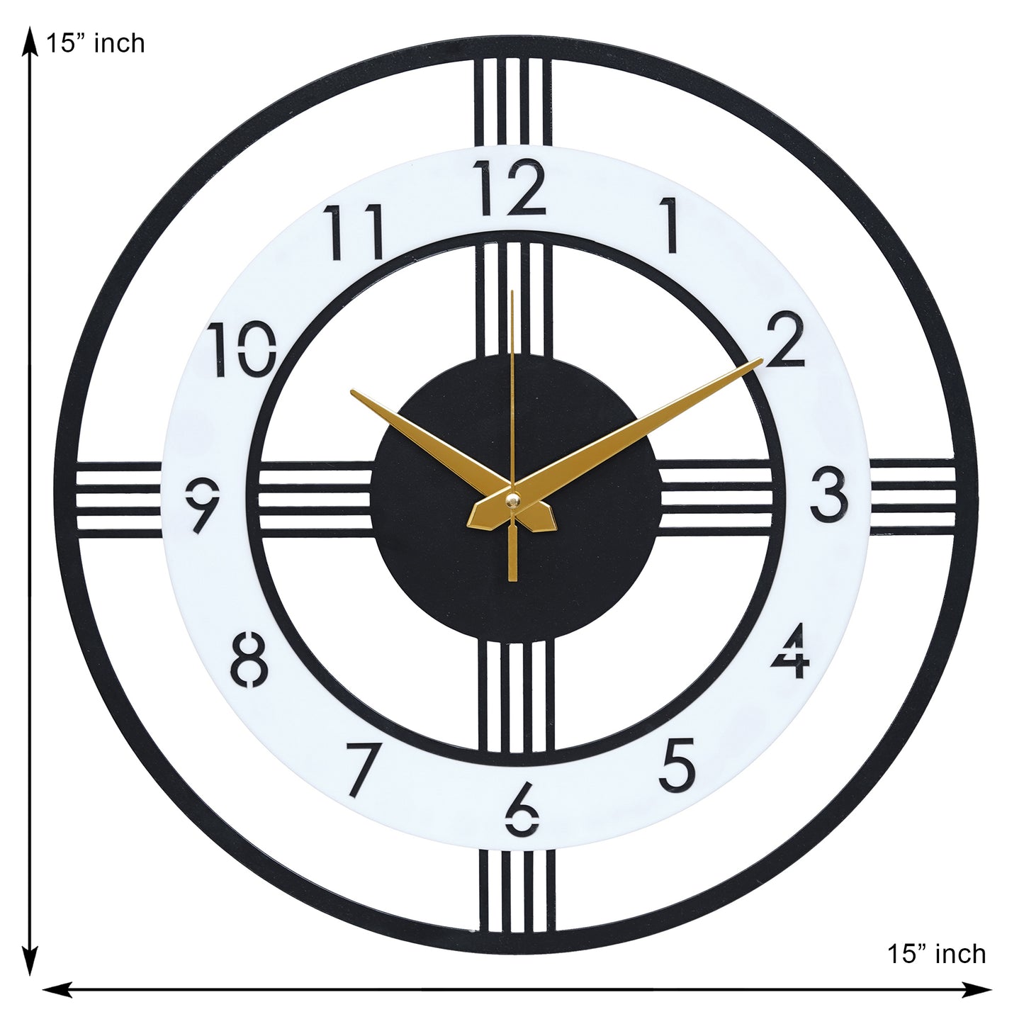 PrimPix Modern Black Metal Wall Clock – Silent, Minimalist Design with Golden Hands for Home & Office Decor (30cm)